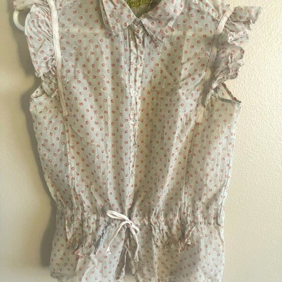 Johnny Was Yellowfields Top w/Flower button detail Vintage size small - Picture 1 of 5